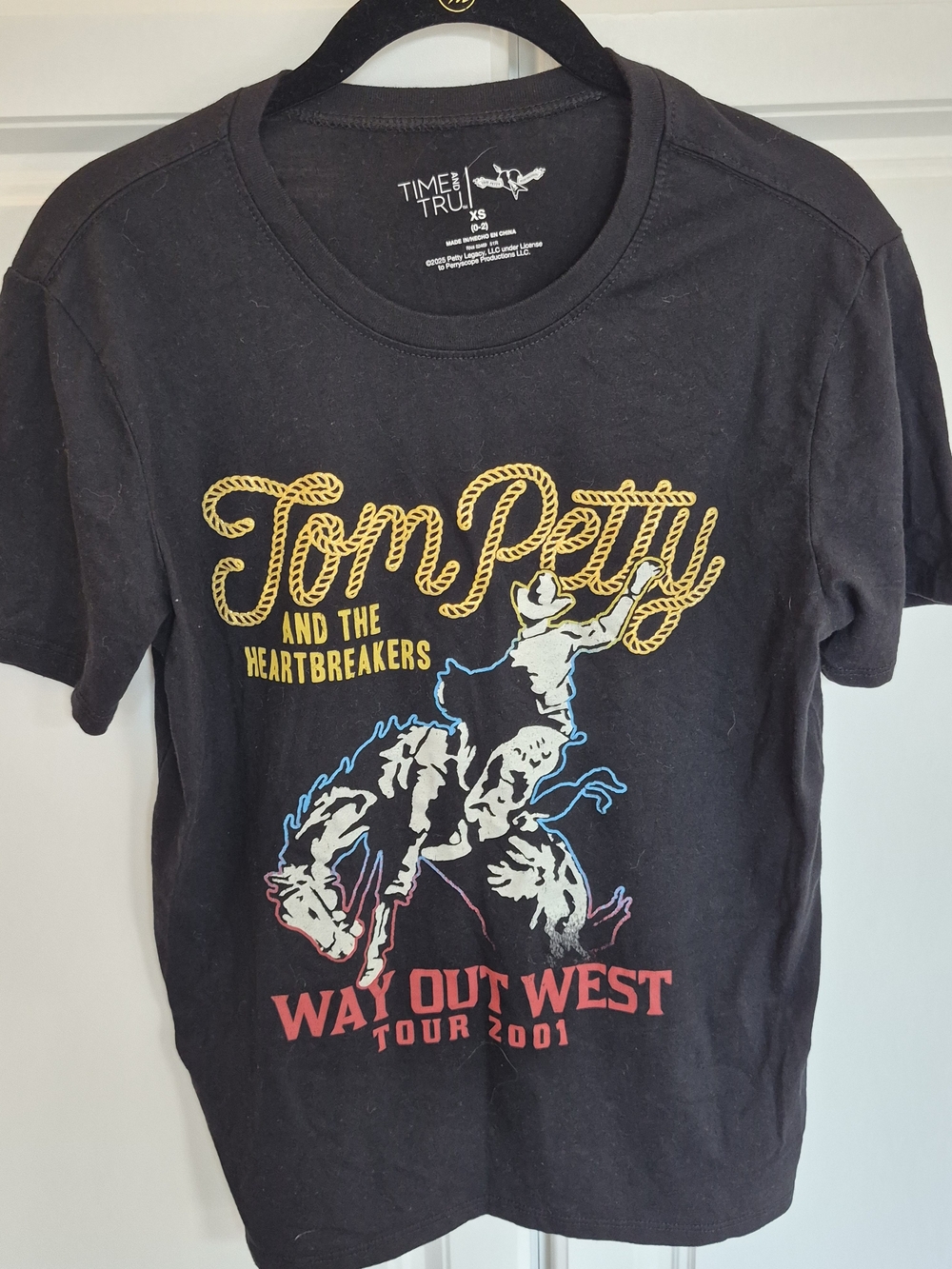 "Tom Petty Way Out West Tour 2021" Black Graphic Tee XS 0/2 By TIME and TRU
